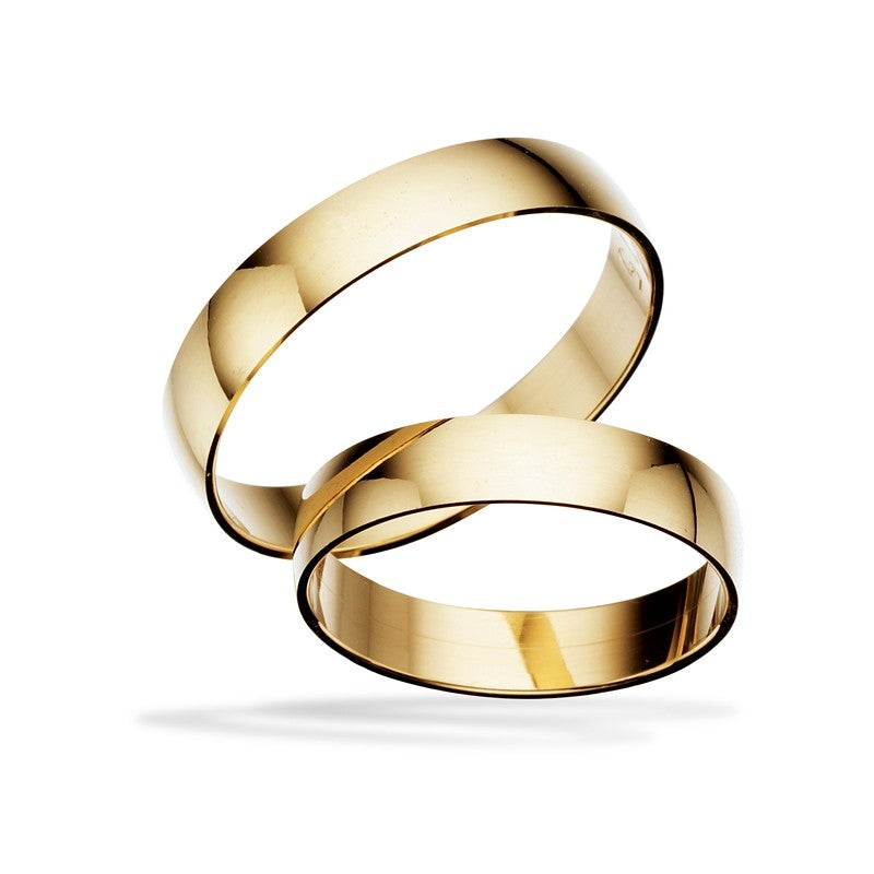 Scrouples vielsesringe i 8 eller 14 karat guld, blank, 4 mm.